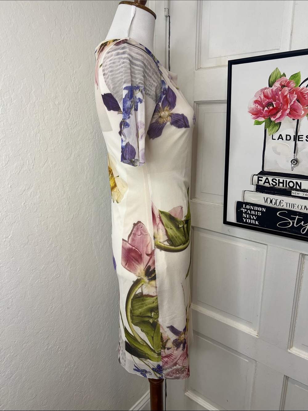 Ganni Cream Floral Mesh Dress RTM - Picture 4 of 10